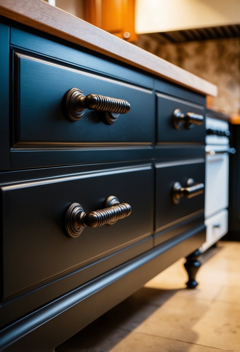 Antique black drawer pulls add a classic touch to any kitchen