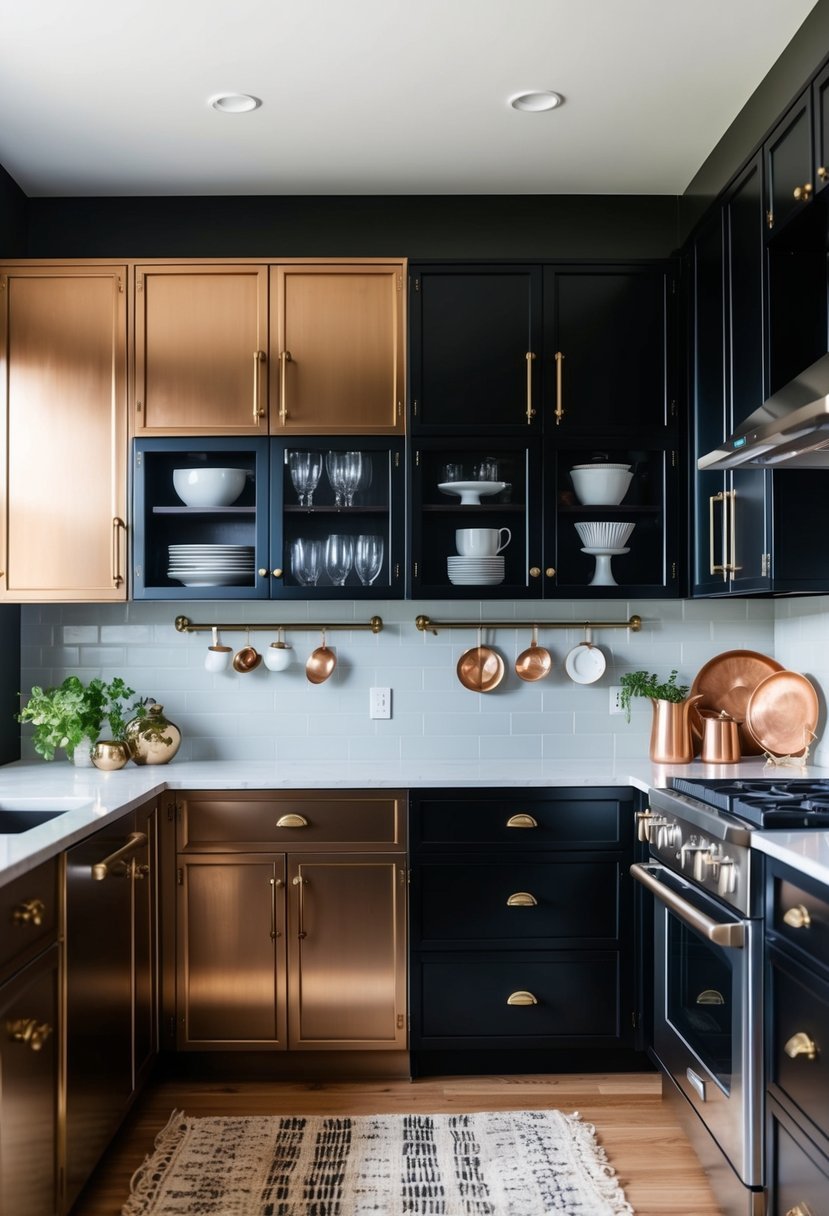 Bronze and Black Open Frame Metal Cabinets