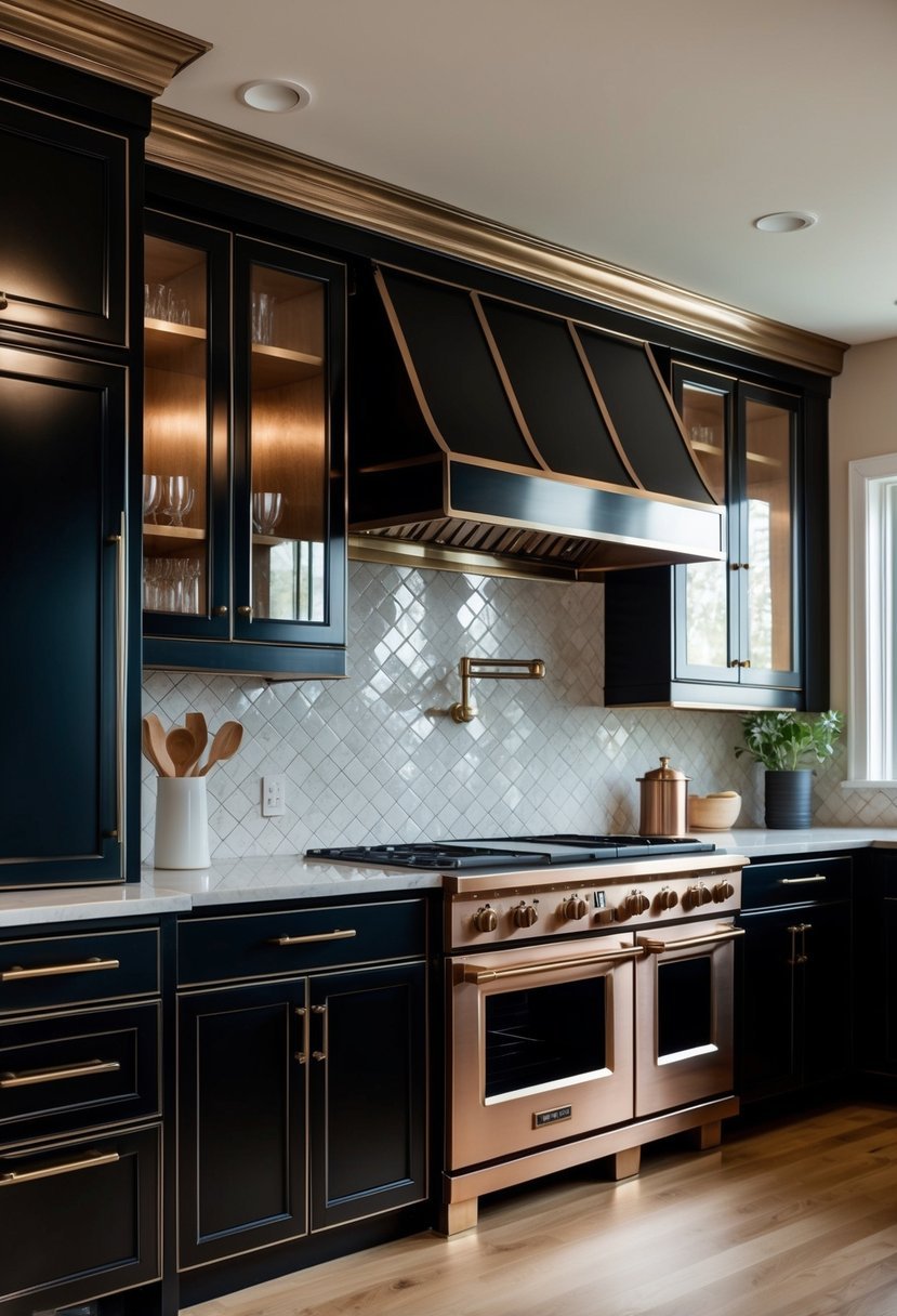 Handcrafted Black and Bronze Metal Cabinets