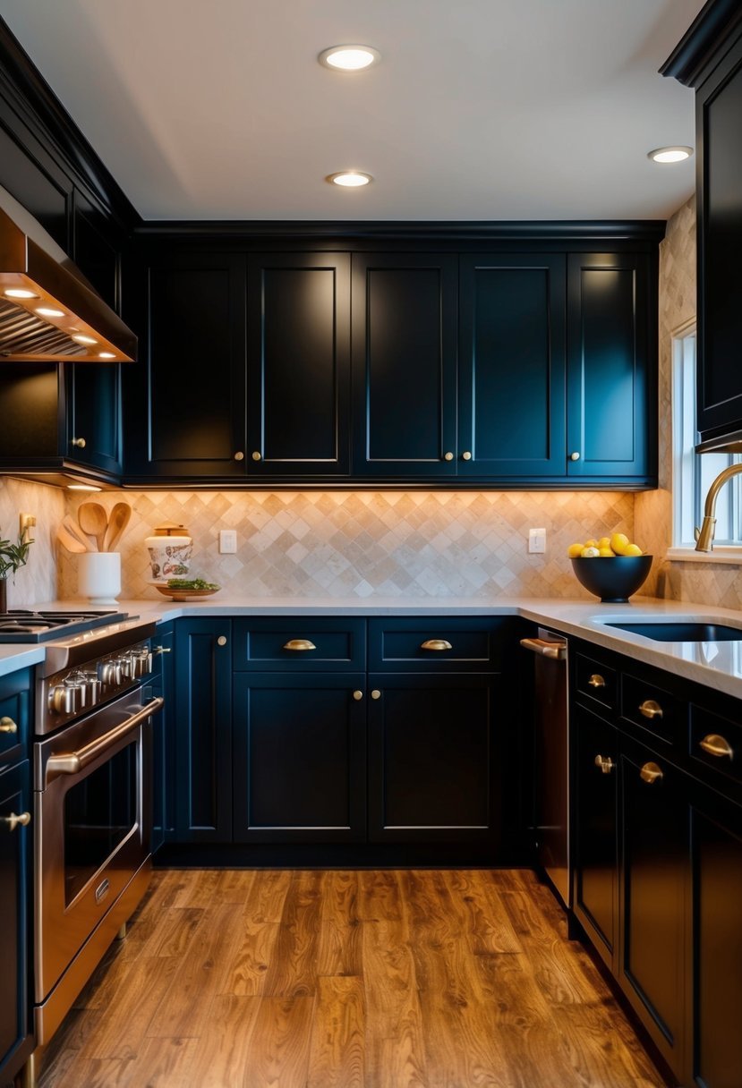 Minimalist Design Black and Bronze Kitchen Units