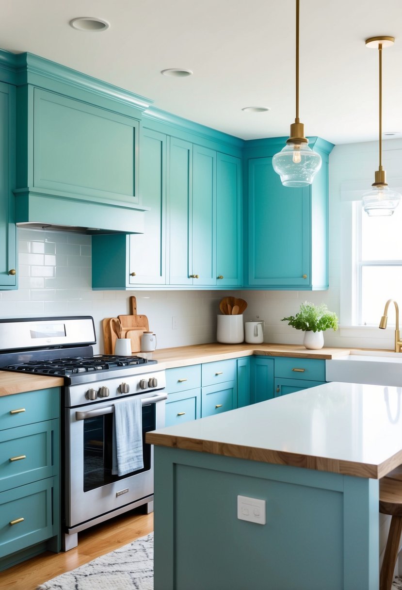 charm of light blue cabinets, which can create a serene atmosphere in a kitchen