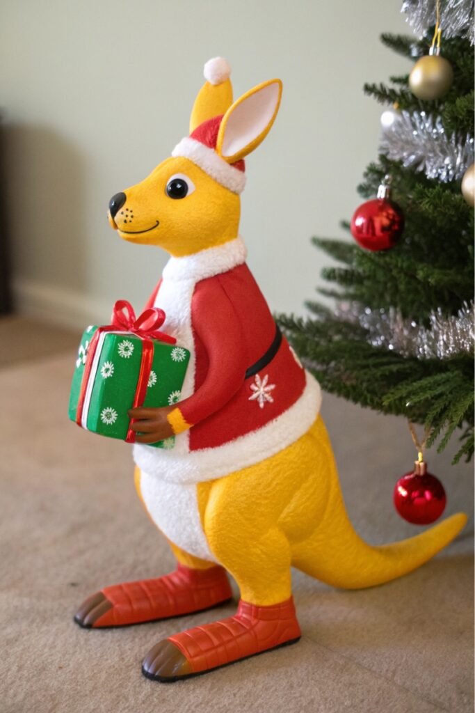 toy Kangaroo with Santa Pouch funny Christmas tree ornament