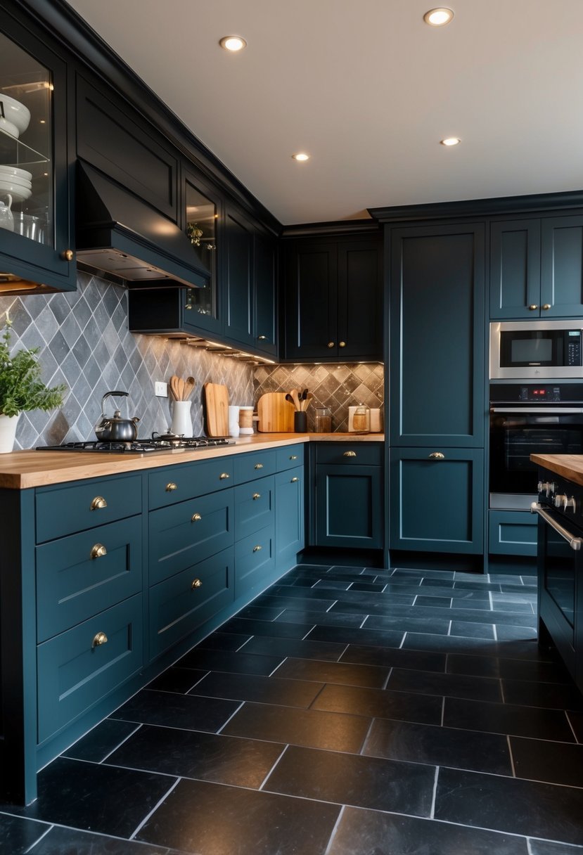 25 kitchens with charcoal black floor tiles